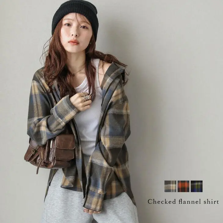 【25AW×半額クーポン対象】チェック ネルシャツ ヴィンテージ 古着 ルーズシルエット 羽織り スイッチコーデ トップス レディース フリーサイズ メール便 2025秋冬新作【lstpaw25-1452】【予約販売:9月25日入荷予定順次発送】【送料無料】メ込2