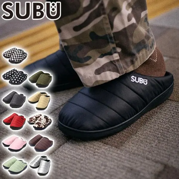最大51%★11/17迄 正規取扱店 SUBU サンダル メンズ レディース 冬 スブ ドット ピンク ブラック 冬用 秋冬 サンダル ブランド スリッポン F-LINE SB001